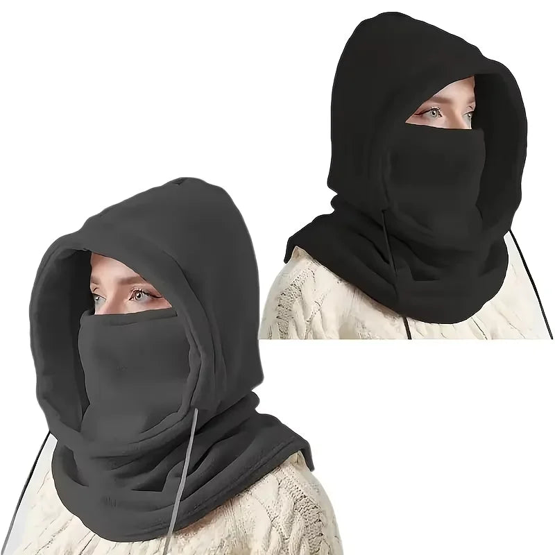 NEW Arrivals Unisex Winter Balaclava Knit Hood - Windproof Mask with Drawstring, Motorcycle Riding Headgear Warm Knitted Cap Outdoor Cold Weather Sports Apparel Accessories