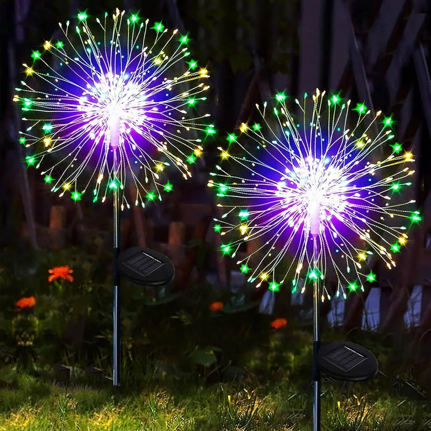 2 PCS Set 420 LEDS Solar Lights for Outdoor Garden Dandelion Lighting Stake Solar Firework Light for Christmas Halloween Lawn Decor