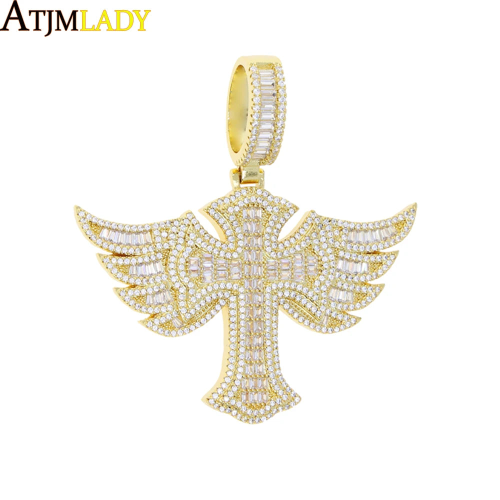 New Iced Out Cross Pendant Necklace For Women Men Bling Prong Setting Cubic Zirconia Cross Charm Luxury Hip Hop Fashion Jewelry Accessories.