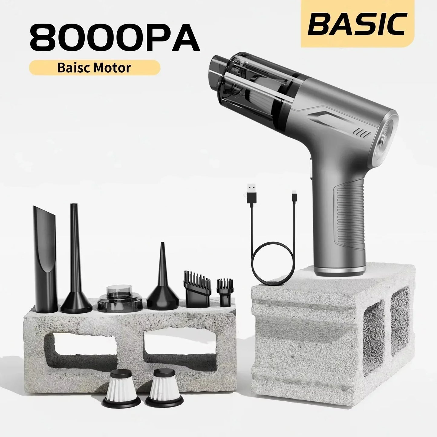 98000PA Mini Car Vacuum Cleaner Set Cordless Powerful Wireless Car Cleaner Handheld Portable Vacuum Cleaner Air Gun Car Cleaning Accessories