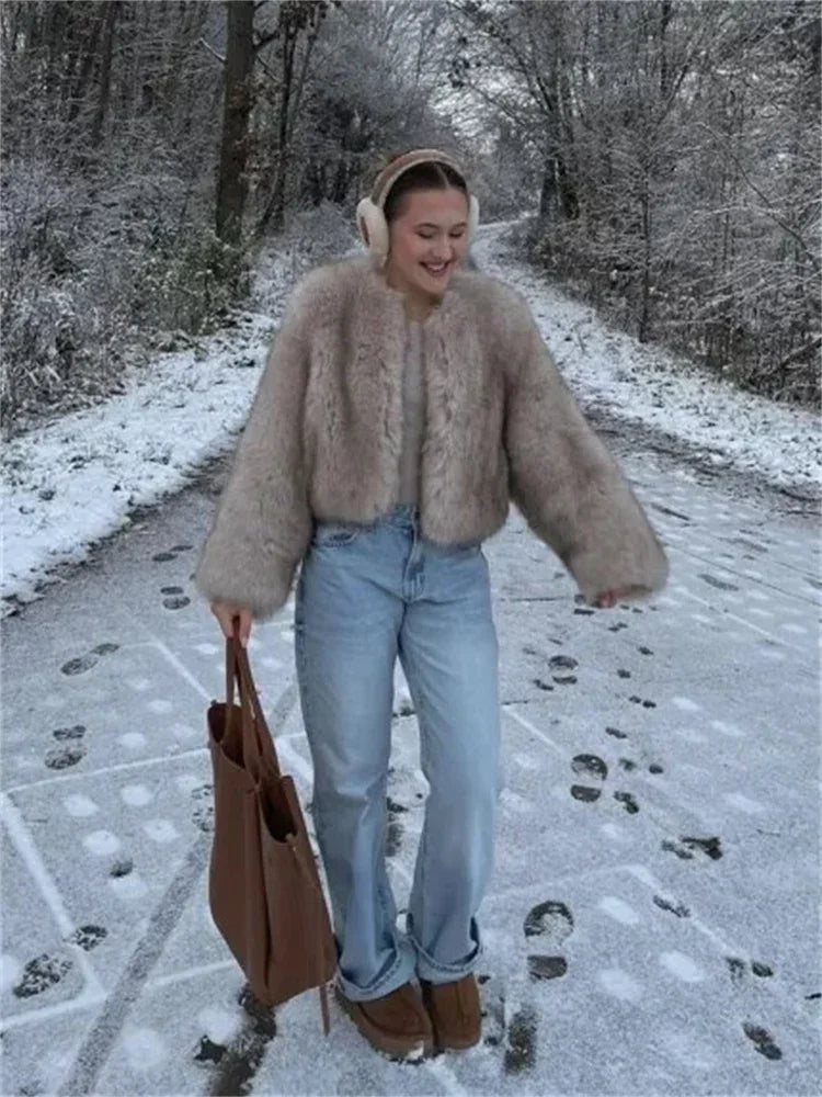 Low-Price Sales are Limited NEW Fashion Fluffy Faux Fur Evening Nightclub Coat For Women Winter Snow Outerwear Elegant Loose Long Sleeve Jacket Female Thick High Street Ladies Girls Luxury Fashion Clothing Supplies