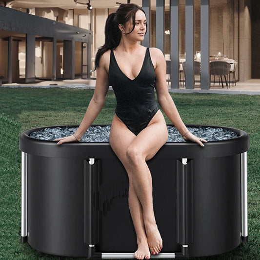 Full Set Large Capacity Portable Foldable Ice Bath Tub for Athletes Multiple Layered Portable Outdoor Cold Plunge Tub for Recovery, Cold Plunge Full Body Therapy Treatment