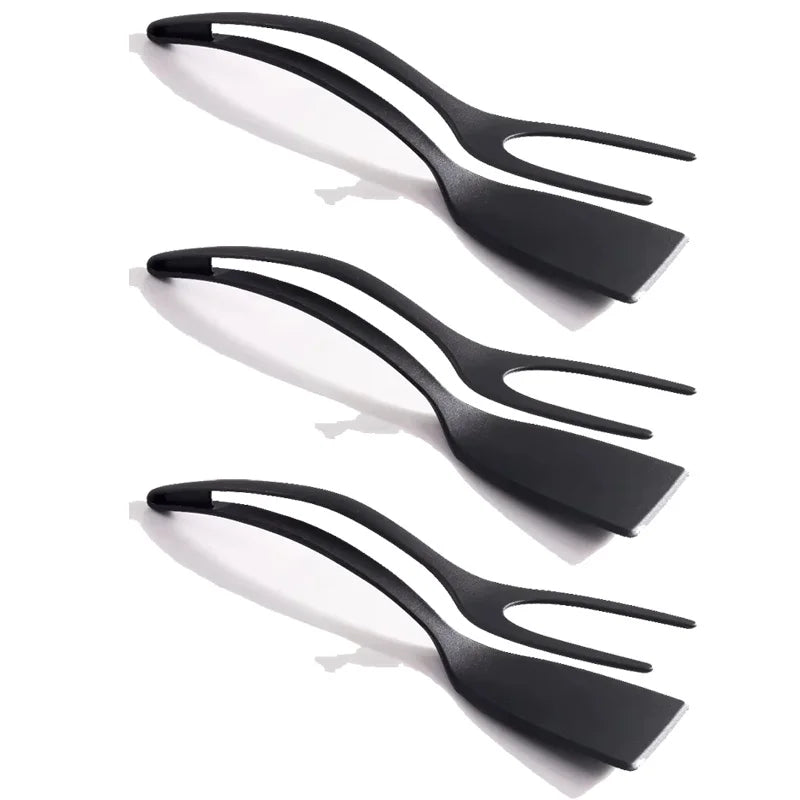 3 PCS Set Egg Flipper Spatula 2 in 1 Grip and Flip Spatula Tongs Silicone Egg Flipper Tool Fish French Toast Tongs Non-Stick Cooking Accessories Kitchenware Tools