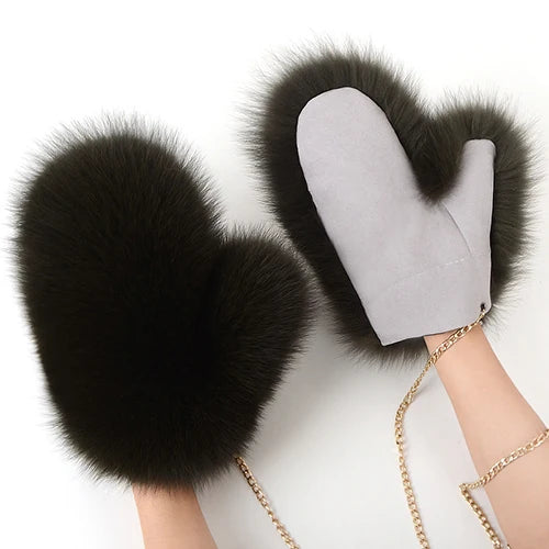 NEW Arrivals Hot Sale Winter Women Luxury Natural Real Fox Fur Gloves Warm 100% Genuine Fox Fur Mittens Girl Fashion Luxury Real Fox Fur Glove