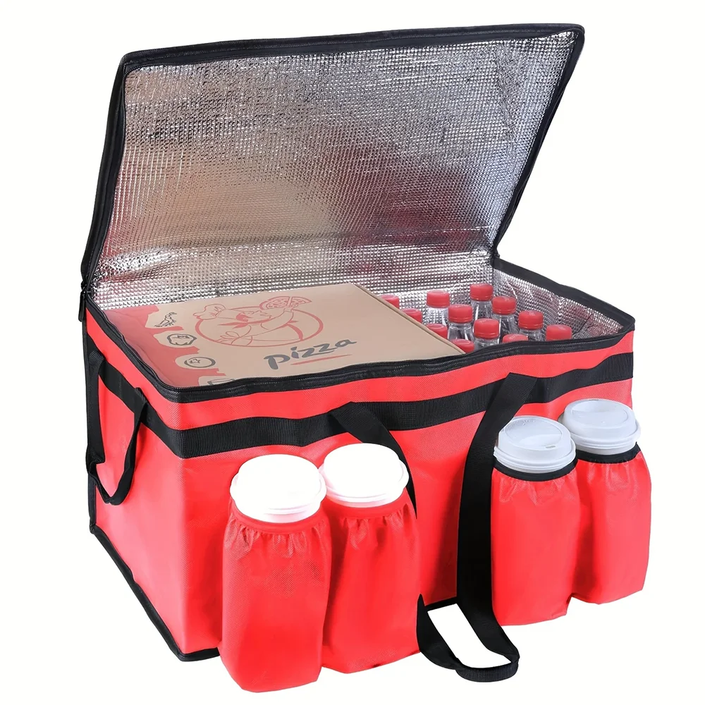 NEW 79L Large Cooler Black/Red Color Box Picnic Bag Thermal Insulated Cooler Bag with 4 Cup Holder Camping Drink Bento Bags BBQ Zip Pack Picnic Accessories Camping Supplies