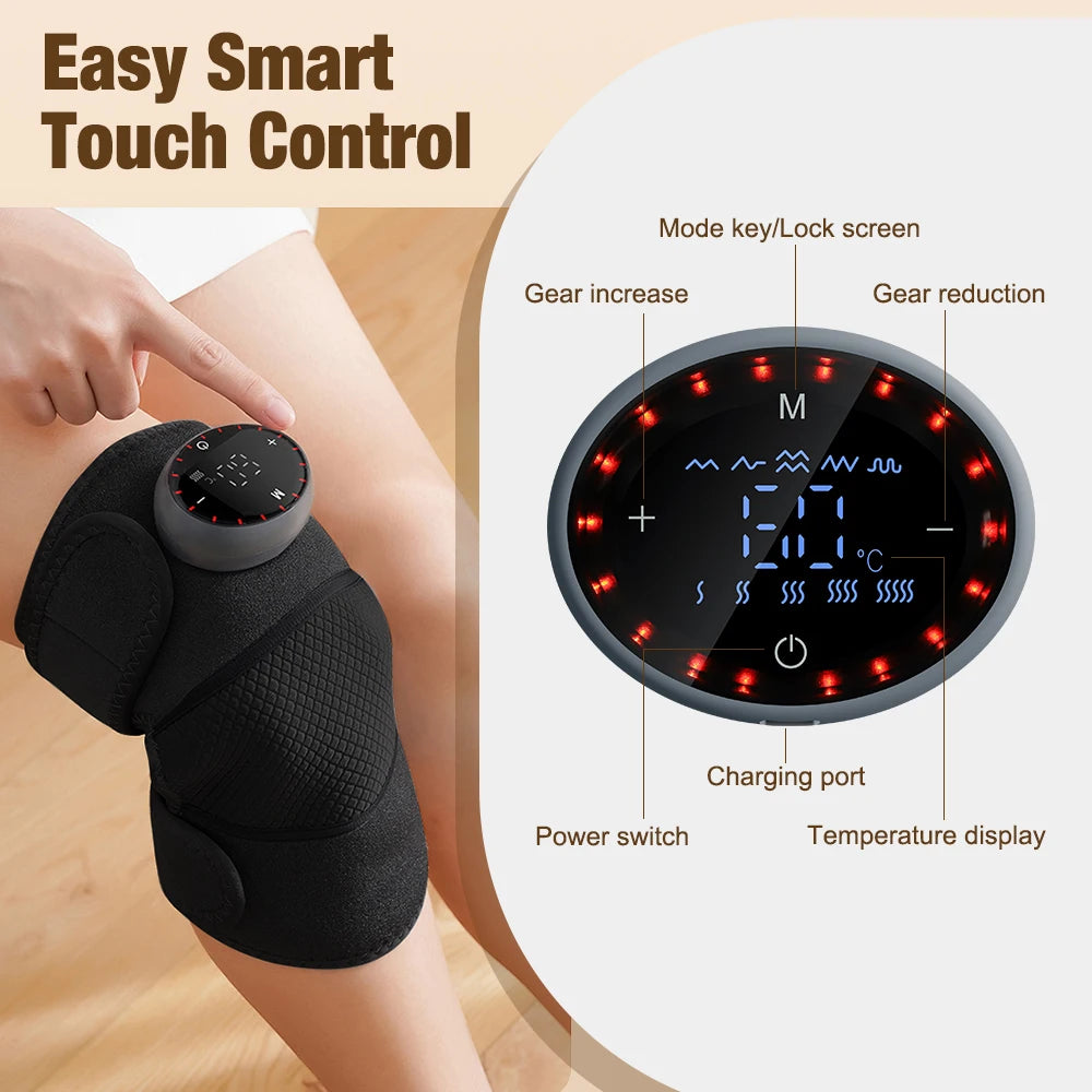 NEW 1-2 PCS Set 4000mAh Rechargeable Knee Massager 3 Gear Vibration Massage Adjustable Shoulder Brace Electric Heating Pads Leg Knee Warmer Health Care Supplies