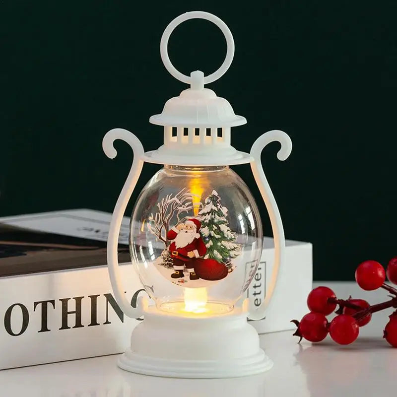 Christmas Lantern LED Lighted Snowman Lamp with Santa Claus Decorative Hanging Lanterns Christmas Snow Globes Gifts Decoration