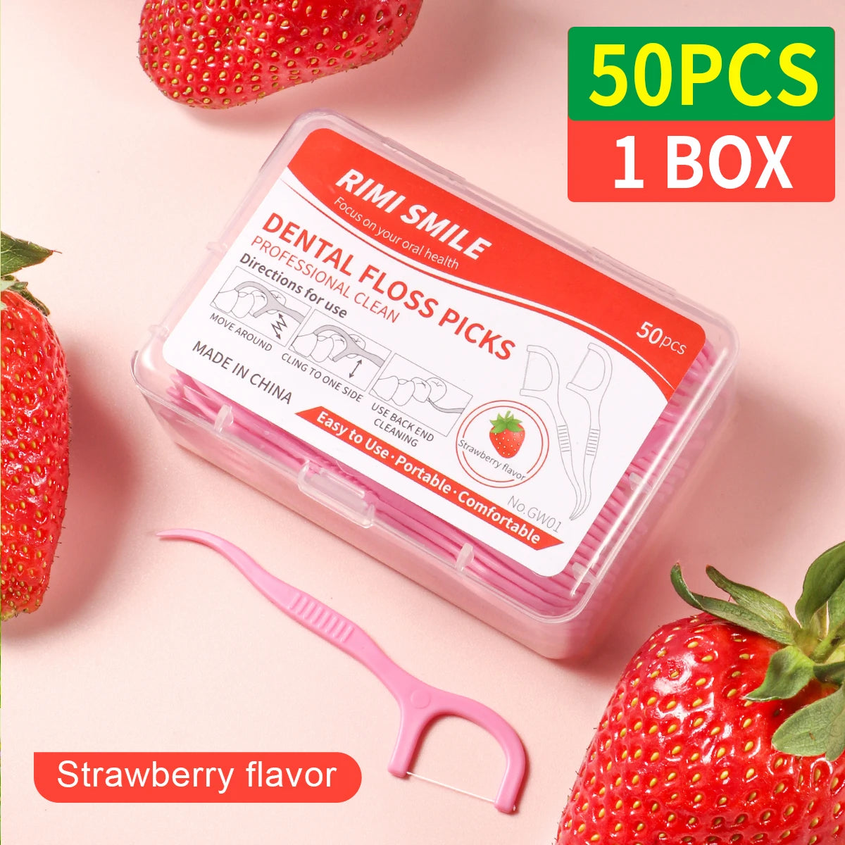 NEW 600PCS Set Strawberry Flavored Dental Floss Picks - Fresh Mouth High Aesthetic Pink Disposable Oral Care Hygiene Accessories