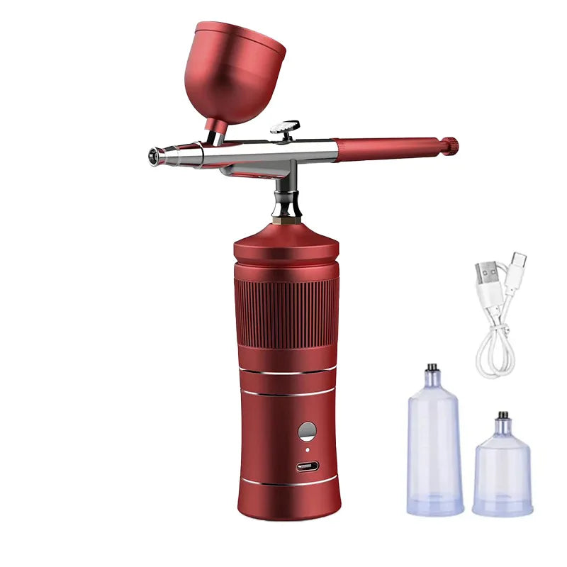 Full Set Rechargeable Wireless Airbrush Compressor Kit Air Brush Paint Sprayer Gun Water Oxygen Deep Hydrating Machine for Nail Art Tattoo Makeup Cosmetic Sets