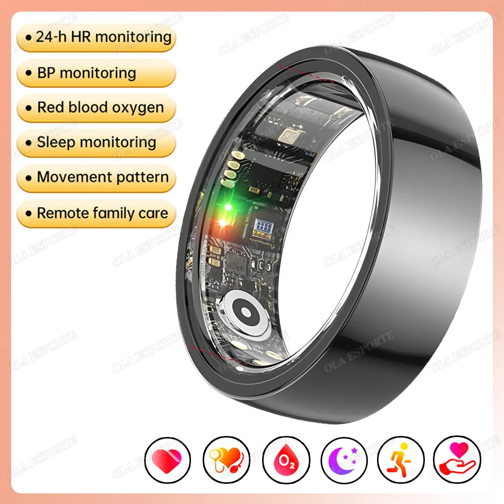 New 5 ATM Smart Ring GPS Tracker Heart Rate Blood Pressure Sleep Monitor BT Call Sport Mode Smart Ring Elderly Men Women For Android IOS Health Care Supplies