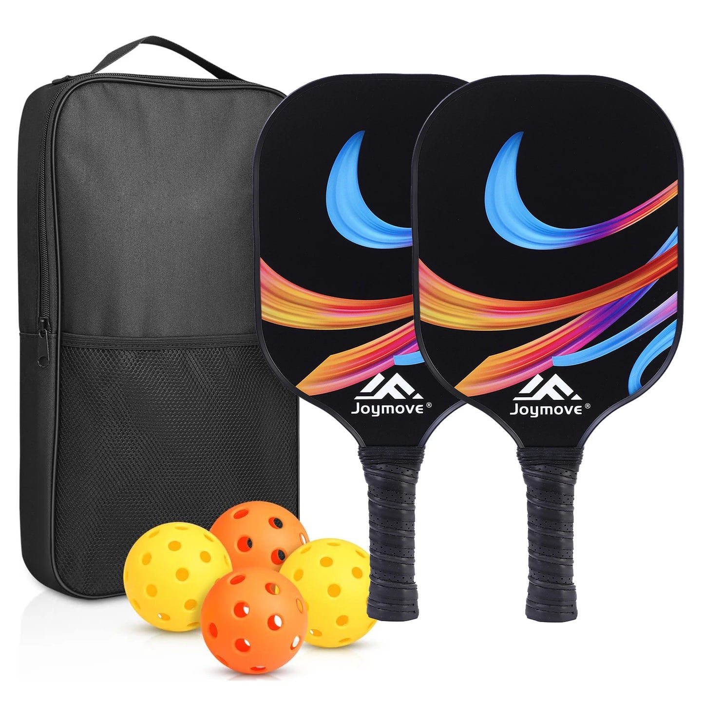NEW Full Set Professional Fiber Glass Top Quality Pickleball Paddles Set of 2 USAPA Approved Fiberglass Pickle Ball Paddles with 4 Pickle Balls Durable Beach Rackets for Beginners Sports Accessories
