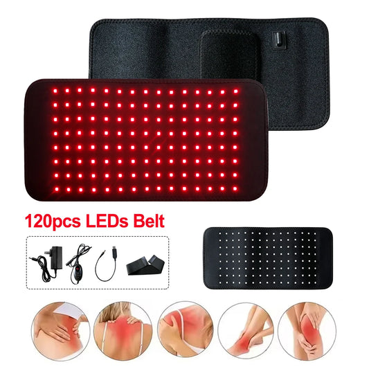 LED Red Light Massage Belt 120 LEDs Back And Waist Pain Relief Relax Belt Muscle Pain Relief 660nm 850nm Body Care Belt