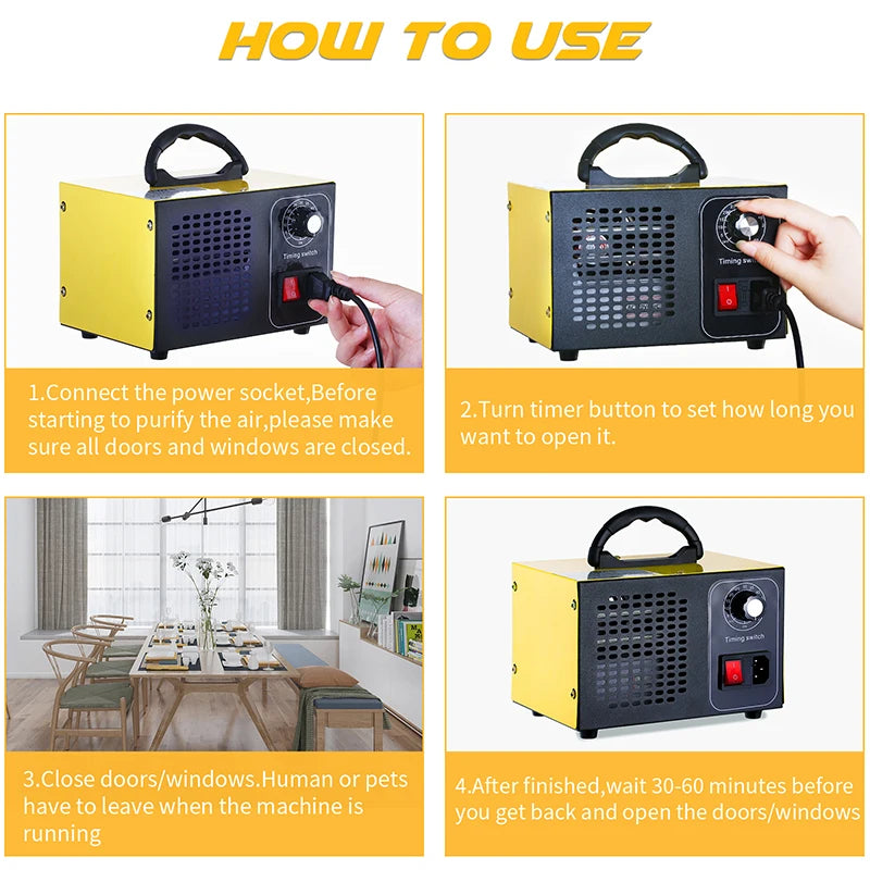 NEW Ozone Generator Fresh Clear Air Purifier 220V 60g/48g Air Cleaner Ozon Disinfection Sterilization Home Office Cleaning Supplies