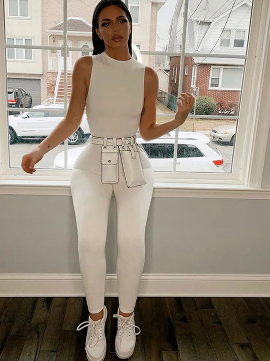 NEW Arrivals Women Sexy Sleeveless Skinny Jumpsuit Female Solid Zipper Fitness o-Neck Rompers Summer 2025 One Piece Outfit Streetwear Elastic Leggings Ladies Girls Sexy Fashion Clothing Supplies