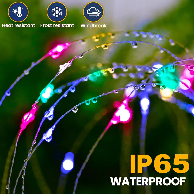 Outdoor 150 LEDS Solar Patio Lights Waterproof Christmas Decor Firework Ground Socket Lights for Yard Garden Pathway Lawn Street
