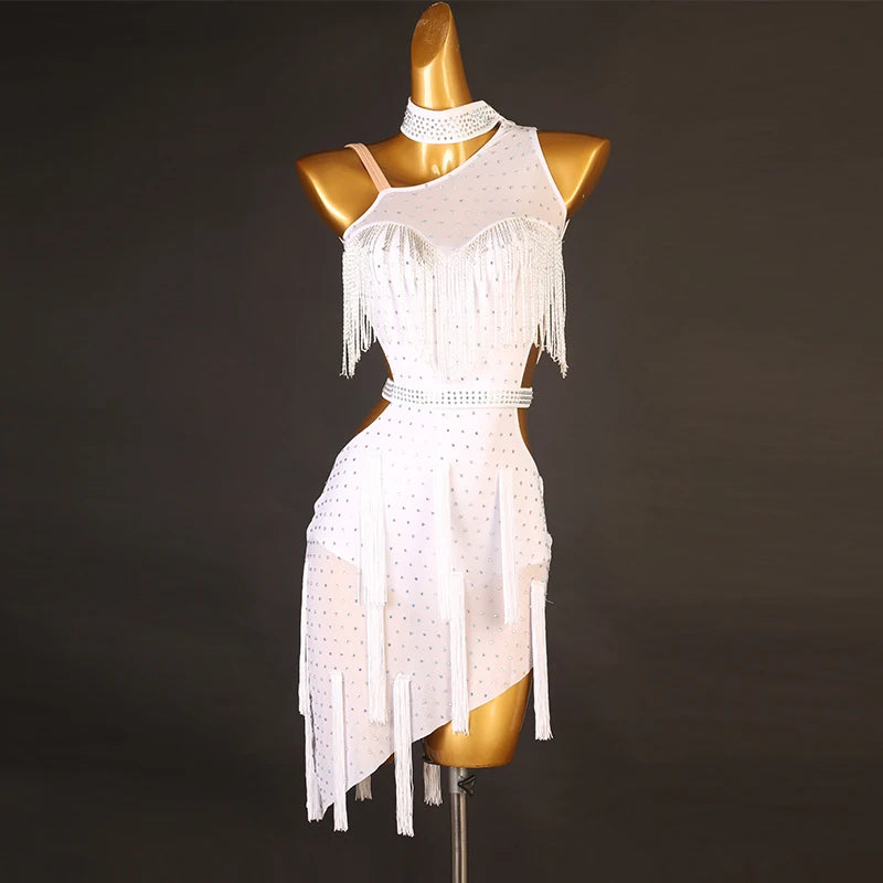 Low-Price Sales are Limited NEW S-2XL 4 Colors Latin Dance Competition Costume Salsa Tango Samba Dance Dresses Sexy Tassel Party Costume Fringe Dress Practice Clothing Ballroom Competition Dancing Dresses