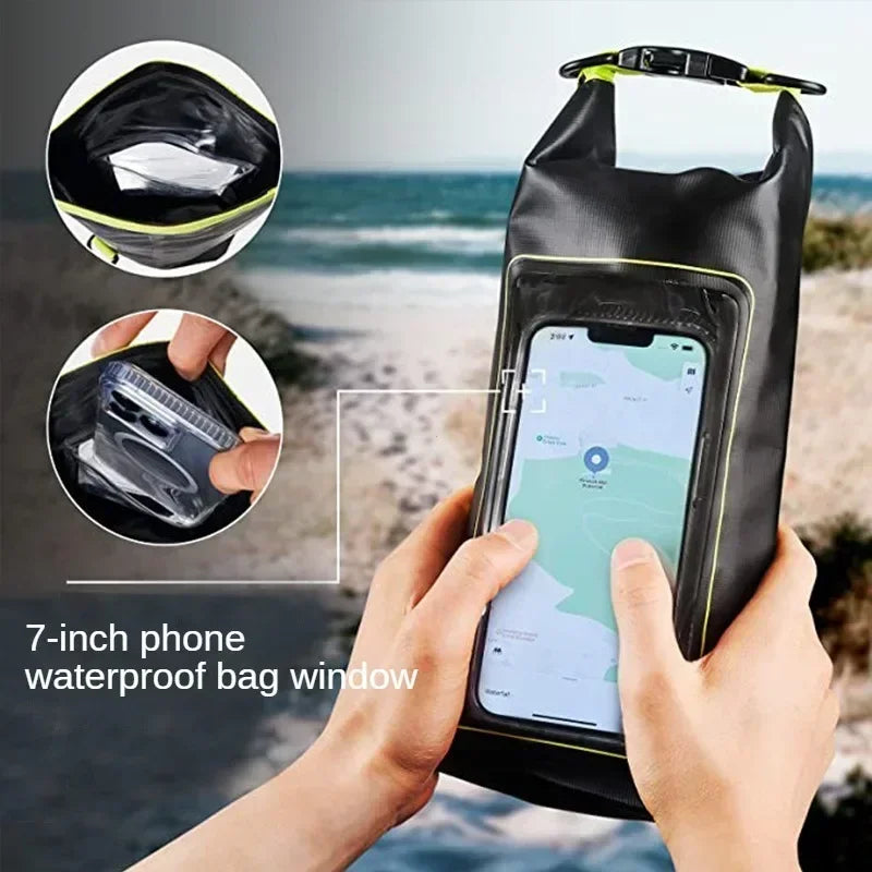 2L Swimming PVC Pack Dry Bag Touch Screen Outdoor Waterproof Shoulder Kayak Bags Trekking Drifting Rafting Surfing Boating Bag Summer Water Sports Accessories