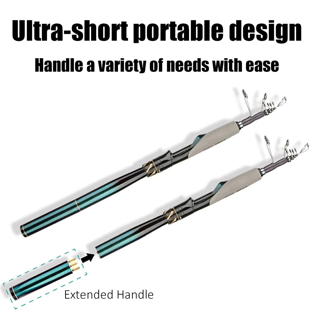 2.10M Travel Portable Telescopic Carbon Fiber Lure Rod 1.8m/2.1m Spinning Optional Ultra Light Carbon Long Cast River Lakes Sea Boat Fishing Accessories