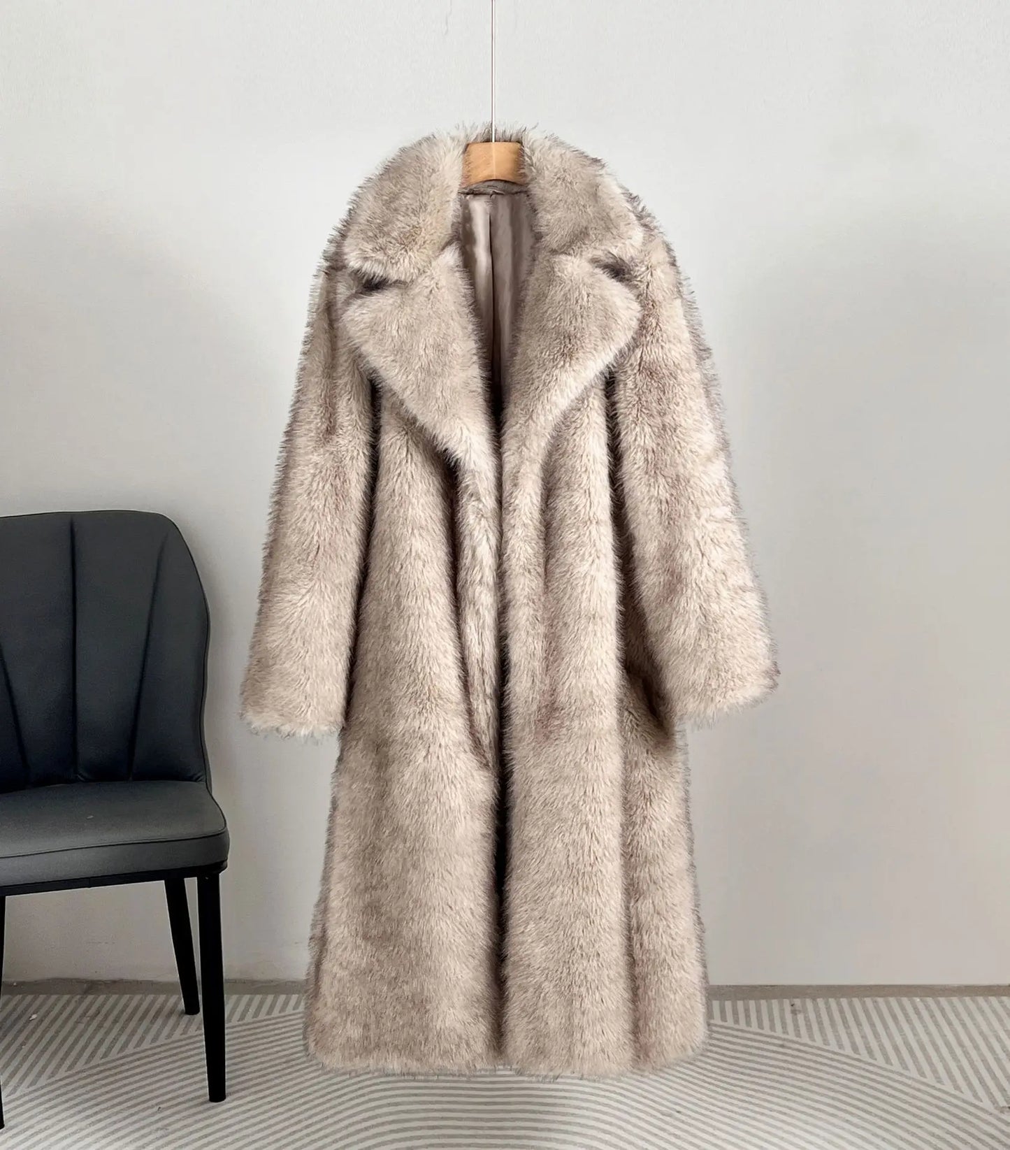 Low-Price Sales are Limited S-2XL NEW Luxury Women's Female Faux Fur Coat Lapel Loose Long Sleeve Solid Color Loose Thick Warm Camel Jackets Winter Snow Warm Outerwear Girls Ladies Winter Luxury Fashion Clothing Supplies