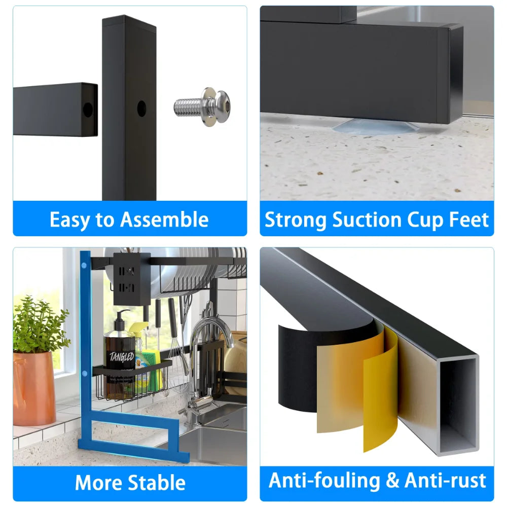 NEW Arrivals 2 Layer Kitchen Sink Dish Drying Rack Over The Sink Utensil Chopsticks Stainless Steel Storage Holder Countertop Cutting Board Holder Organizer Kitchen Accessories