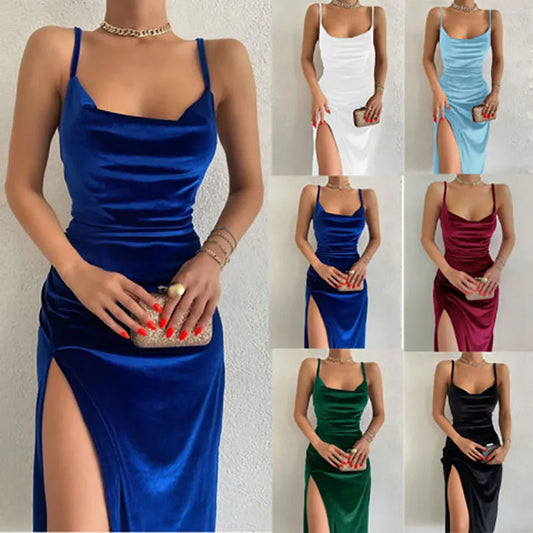 Multi-Colors S-XL UK Size Woman European American Dresses Style Women's Clothing New Spring Summer Fashion Sexy Slim Fit Slit Suspender Evening Party Night Clubwear Dress