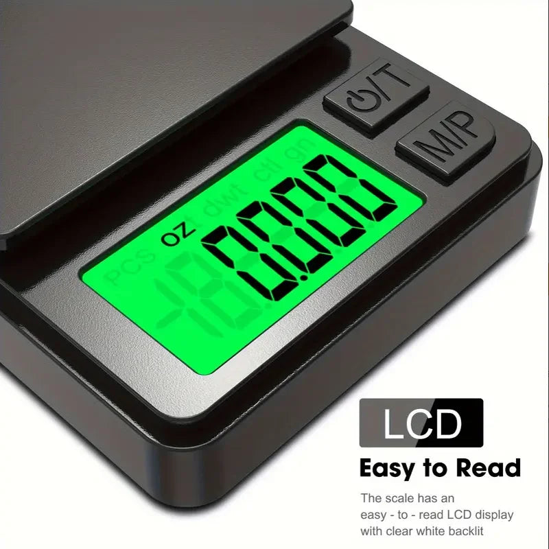 500gr-1000gr Electronic  Precision Pocket Scale Digital Display  X 0.1g - Digital Gram, Food, Jewelry, Ounces/Grains Scale with Backlit LCD - Mini Scale for Travel Kitchen Home Accessories Devices Food Supplies