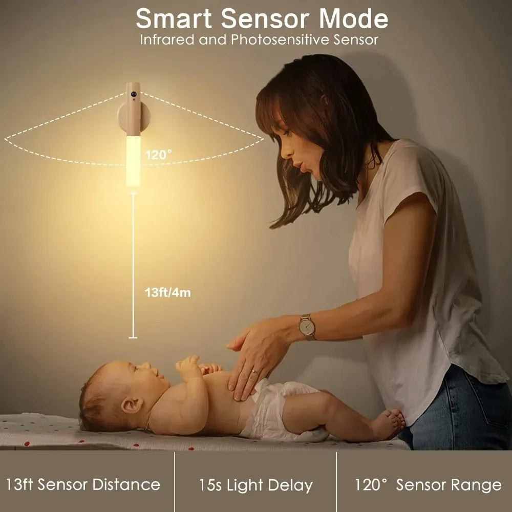 8 PCS Set Smart Motion Sensor Night Light Wireless Magnetic USB Rechargeable LED Wall Light for Corridor Bedroom Bathroom Kitchen