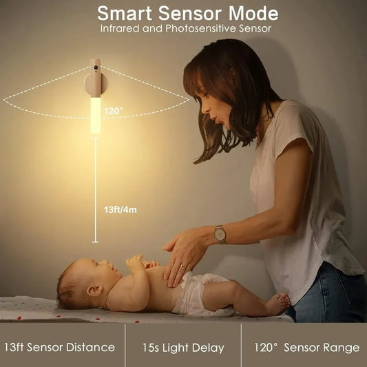 8 PCS Set Smart Motion Sensor Night Light Wireless Magnetic USB Rechargeable LED Wall Light for Corridor Bedroom Bathroom Kitchen