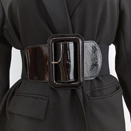 Plus Size Black/Red/White Luxury Stretch Cummerbunds Women Female Wide Black Corset PU Leather Canvas Belt Big Dress Waistband Designer Belts Girls Ladies Luxury Fashion Apparel Accessories Clothing Products