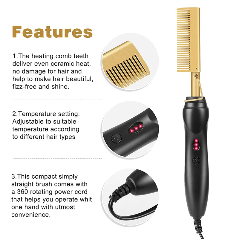 Hot Comb Electric Hot Comb Heating Pressing Combs Hair Straightening Brush