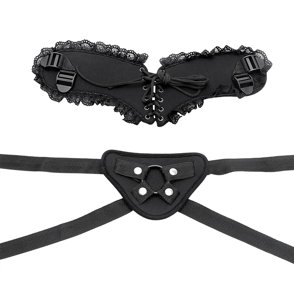 Adult IKOKY Strap On Harness Wearable Penis Bondage Dildos Lace Pants Sex Toys for Women Lesbian Female Masturbator