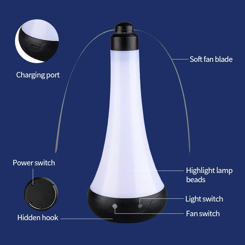 Mosquito Repellent Fan Light Table Lamp Portable Desk Top Fly Spinner Rechargeable Hanging Fly Repellent for Party Picnics