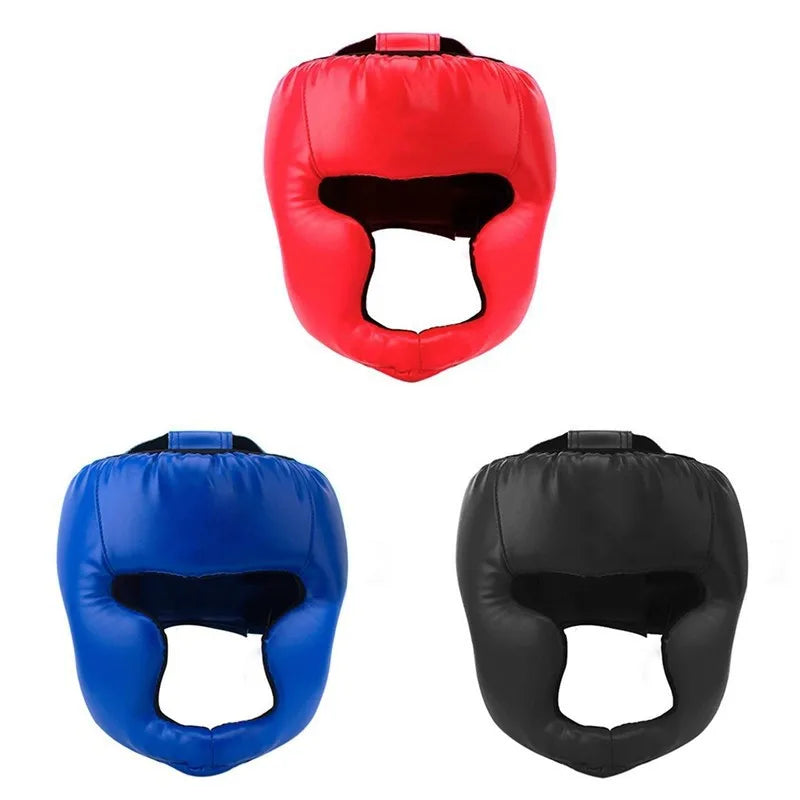 2PCS 3 Colors Set Professional  PU Leather Boxing Helmet Karate Kick Boxing Head Guard Muay Thai Sandbag Training Adults Kids Arts Helmet Head Guard Taekwondo Karate Boxing Helmets