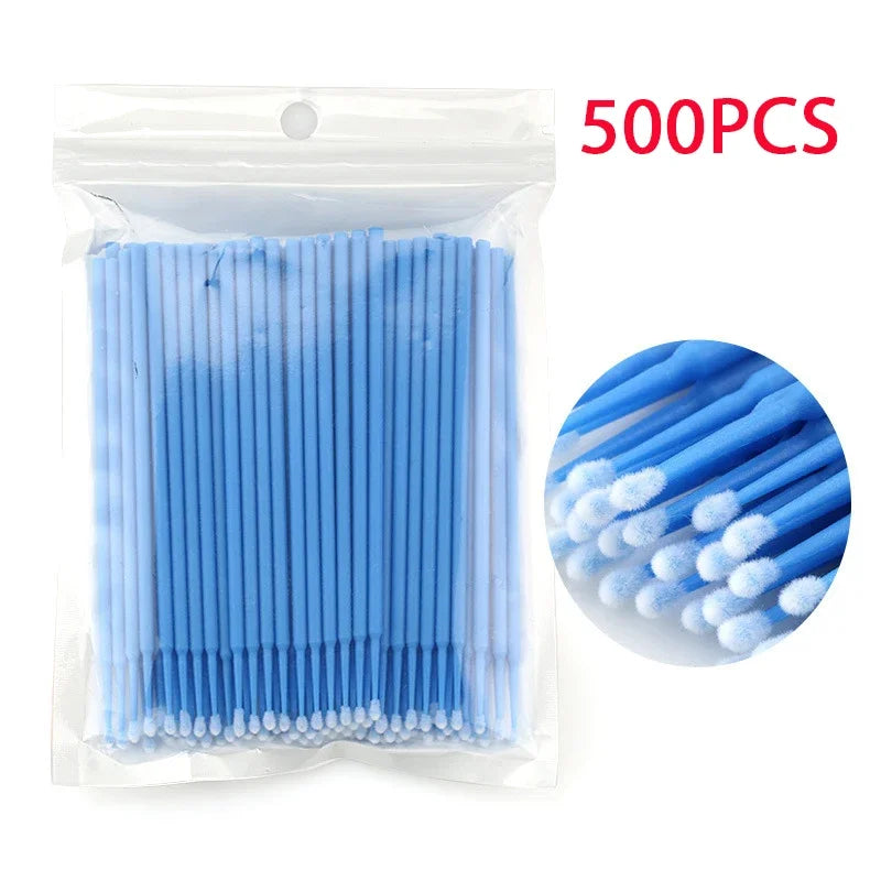 500/1000PCS 4 Colors Eyelash Wool Fiber Cleaning Brush Highly Colorful Crystal Brush Eyelash Micro Brush Beauty Makeup Clean Remover Tool Women Cosmetic Accessories