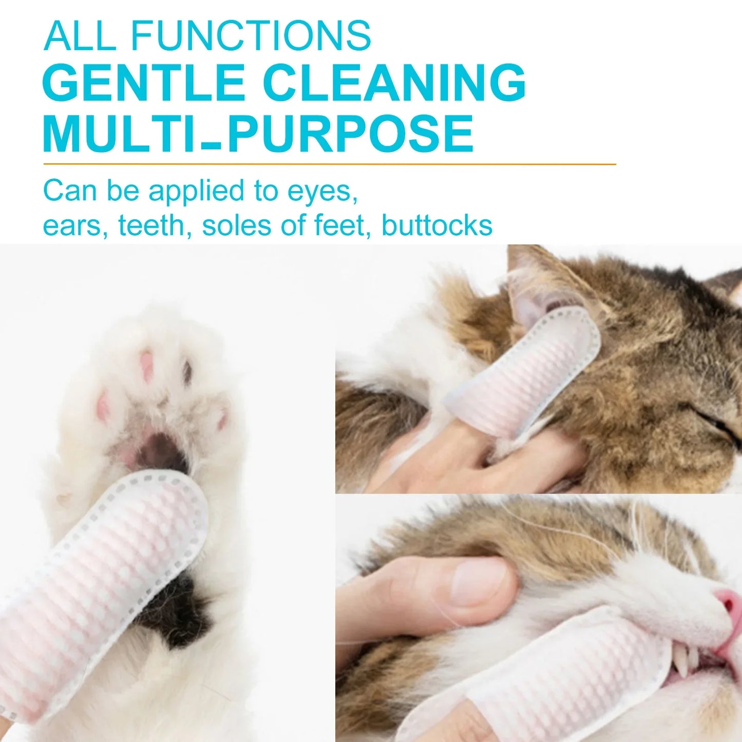 Pet Teeth Cleaning Disposable Finger Cot Wet Wipes Remove Tartar Cochlear Cleaning for Dogs Cats Oral Care Finger Cover