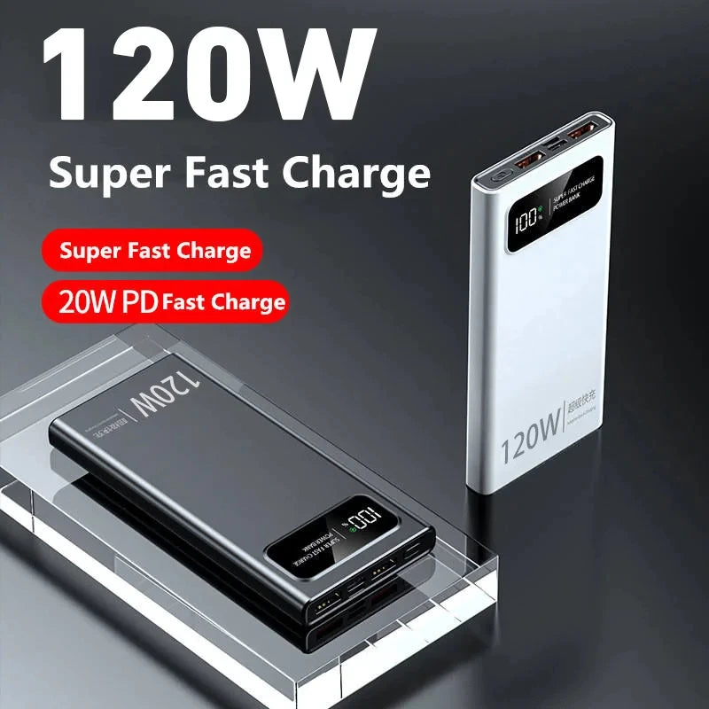 Original Lenovo 120W Super Fast Charging Power Bank 200000mAh Ultra Large Capacity Digital Display Power Bank for iPhone External Battery