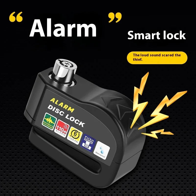 NEW Arrivals Blue/Black Color  Bicycle Motorcycle Scooter Electronic Alarm 110dB Lock Disc Brake Lock For Motorcycle Bicycle High Security Weatherproof Easy To Use