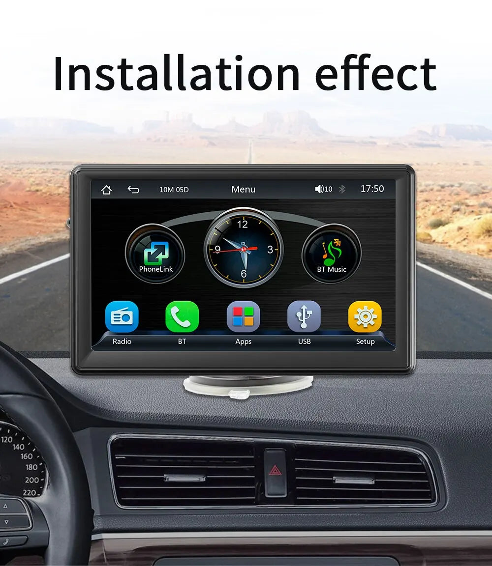 Universal 7inch Car Radio Multimedia Video Player Wireless Carplay And Wireless Android Auto Touch Screen Sun Visor B500