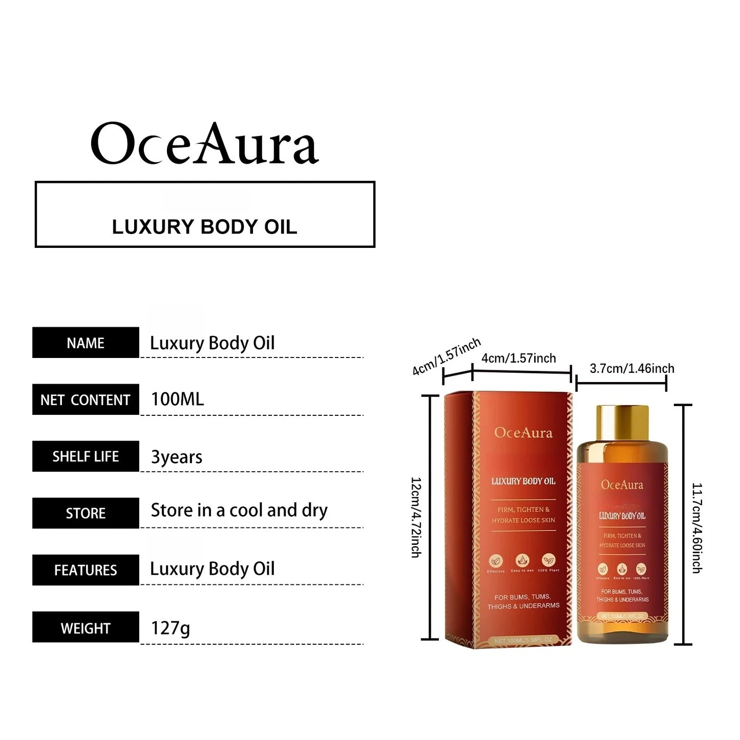 Firming Body Oil - Hydrating Moisturizer For Skin Elasticity, Nourishing Dry Skin, Lightweight Absorbing Luxury Body Skin Care Supplies
