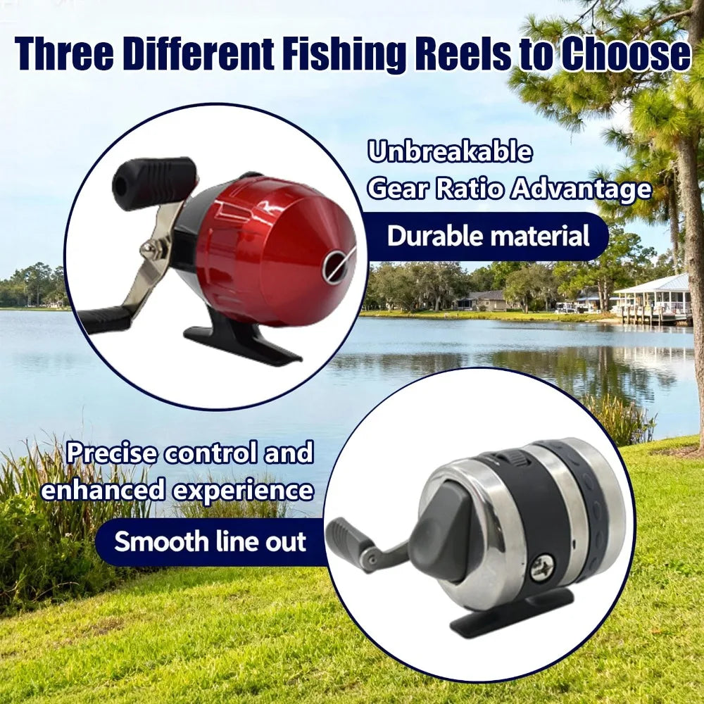 NEW Set Compact Fishing Catapult Rod Extendable Portable Fish Bait Launching Equipment Sturdy Lightweight Catapult Fishing Reel for River Lake Fishing