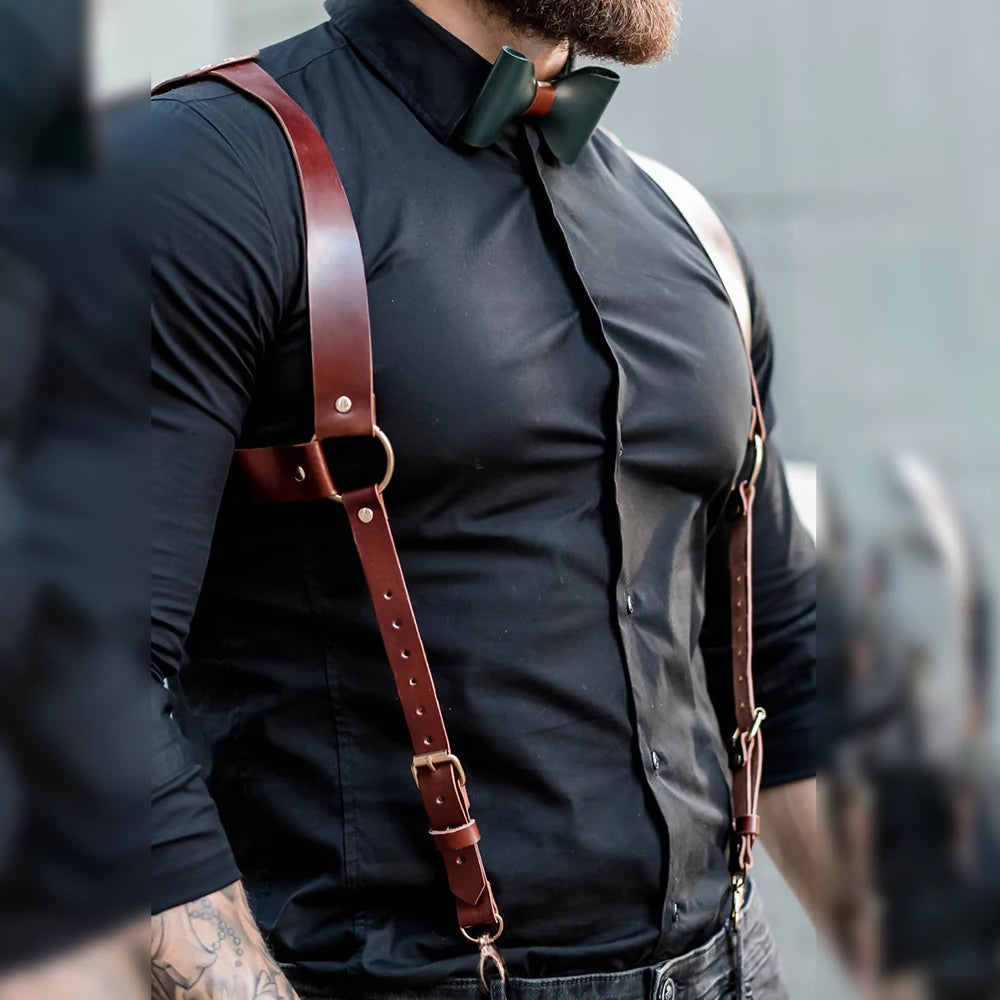 Suspenders Men's Pants Leather Adjustable Backpack Suspenders Suspenders Men's Shoulder Straps Fashion Adult Belt