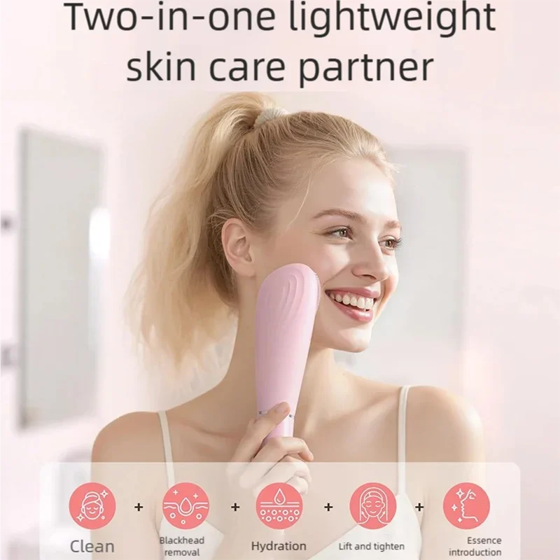 NEW Electric 7 in1 Silicone Blackhead Exfoliating Skin Tightening Massage Home Spa Face Cleaner Care Cleansing Face Brush Cleanser Women Skin Care Accessories Beauty Salon Devices