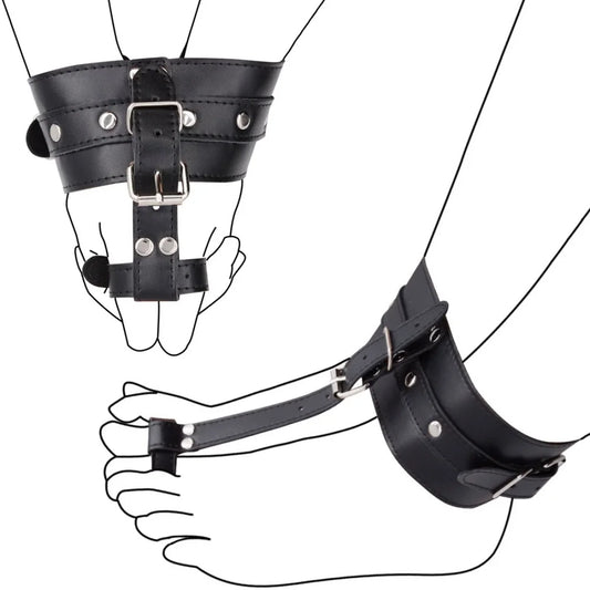 BDSM Leather Thumb Toes Bondage Cuffs Hand Foot Restraint Cuffs Erotic Sex Toys For Couples Slave Restraints Adult Games Fetish