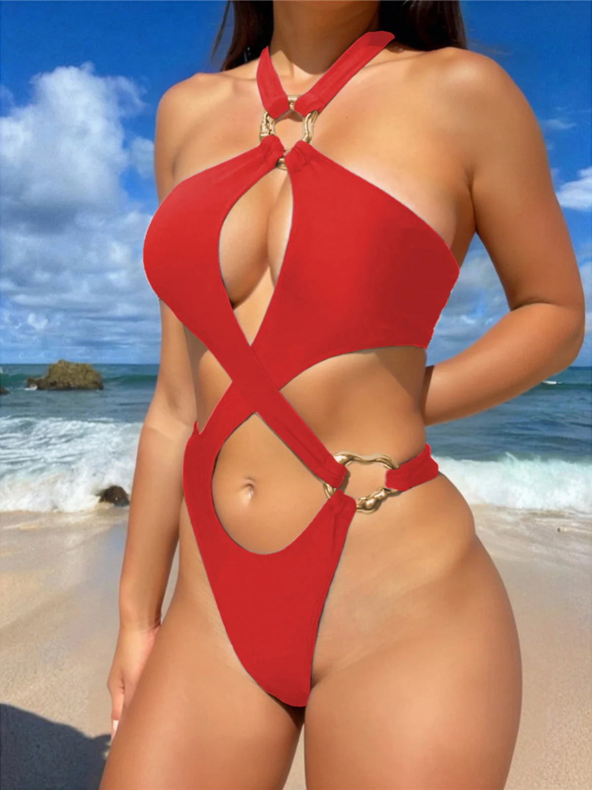 Just Arrived 6 Colors Sexy Bather Bathing Suit Swim Tummy Cut Out Control Leopard Snakeskin Women Swimwear Halter High Cut Leg One Piece Monokini Swimsuit Female K7972