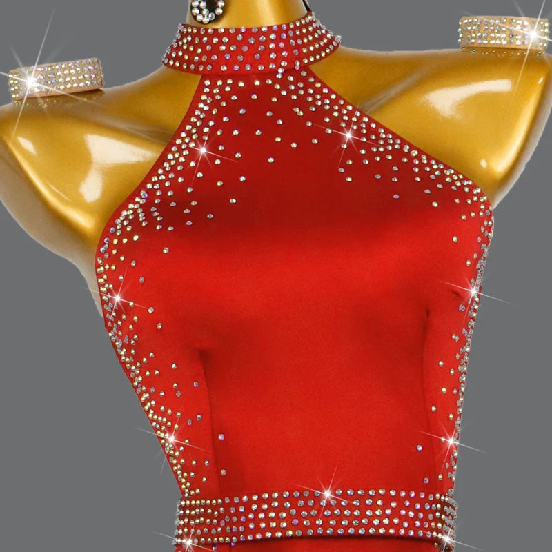 NEW Arrivals Luxury Latin Skirt Ballroom Competition Dance Samba Rumba Dress Stage Costume Dancewear Outfits Evening Girls Line Party Prom