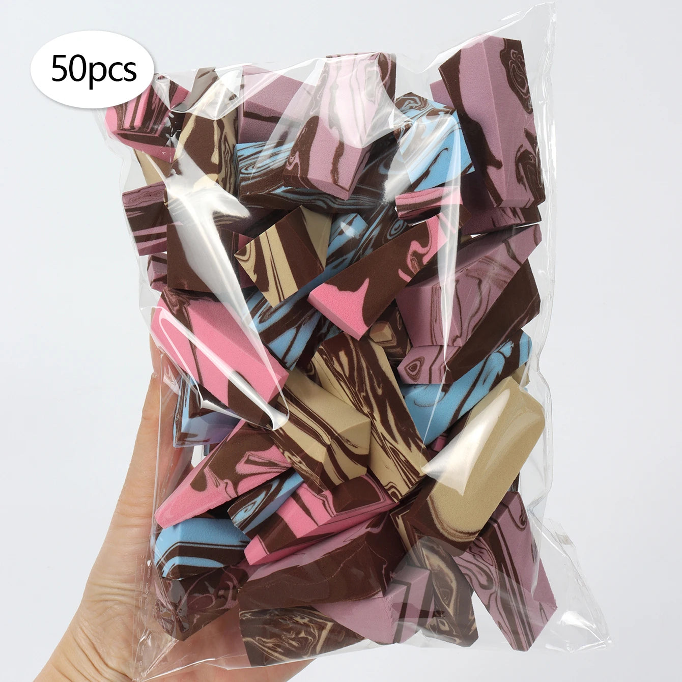 NEW Arrivals 50 PCS Set of Random Color Facial Curve Mixed Make-Up Sponge, Latex-Free, Small Wedge-Shaped Smooth Application Beauty Sponge Applicator Women Cosmetic Accessories