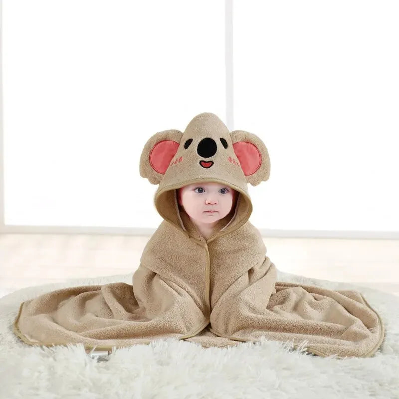 Hot Selling New Cartoon Animal Baby Bath Towel With Hood, Children's Soft And Fast Absorbent Coral Velvet Baby Bath Towel Baby Bathing Apparel Baby Care Supplies