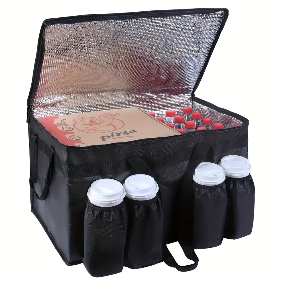 NEW 79L Large Cooler Black/Red Color Box Picnic Bag Thermal Insulated Cooler Bag with 4 Cup Holder Camping Drink Bento Bags BBQ Zip Pack Picnic Accessories Camping Supplies