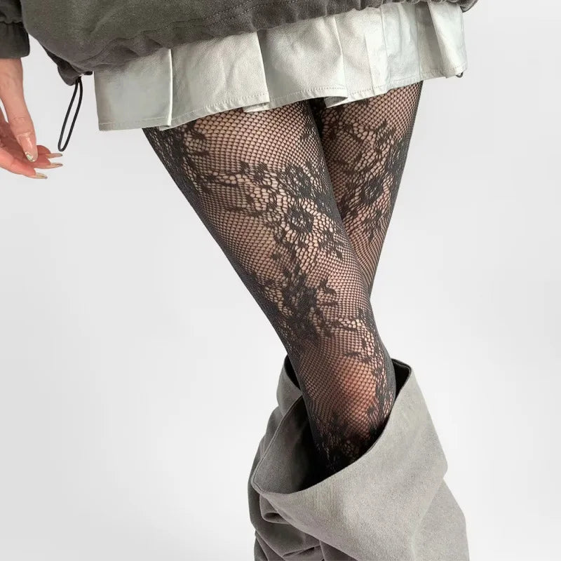 NEW Arrivals 5 Colors Maillard Lolita Retro Floral Rattan Pantyhose for Women Sexy Mesh Hollow Out Silk Stockings Girls Fishnet Lace Tights Stockings