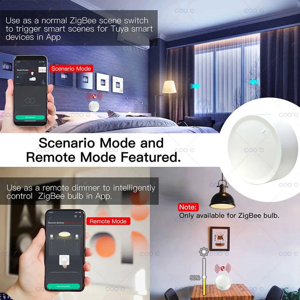 New Smart Home Device TUYA  ZigBee Smart Knob Switch DIY Wireless Scene Button Rotatable Dimmer Switch Home Appliances Automation Linkage Remoter